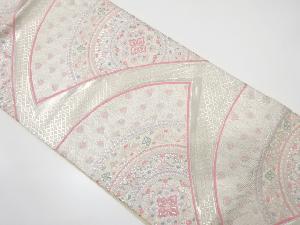 孔雀羽根に華紋織り出し　袋帯